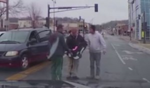 Baby slips out of a moving car while still strapped to the car seat, video will give you goose bumps